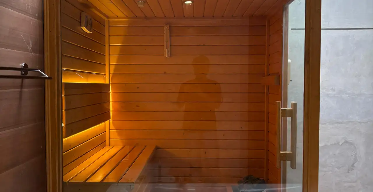 Sauna Interior with Warm Light